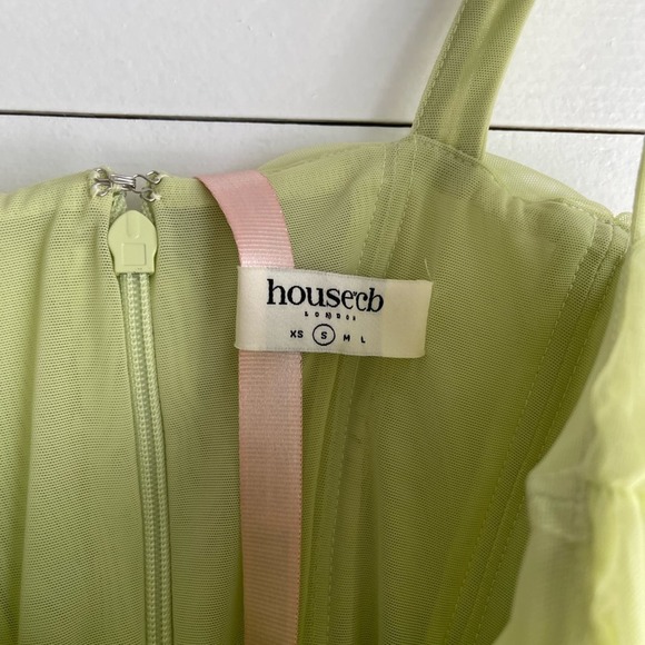 House of CB Cate Lime Rushed Mesh Mini Dress Size Small NEW - Picture 9 of 10